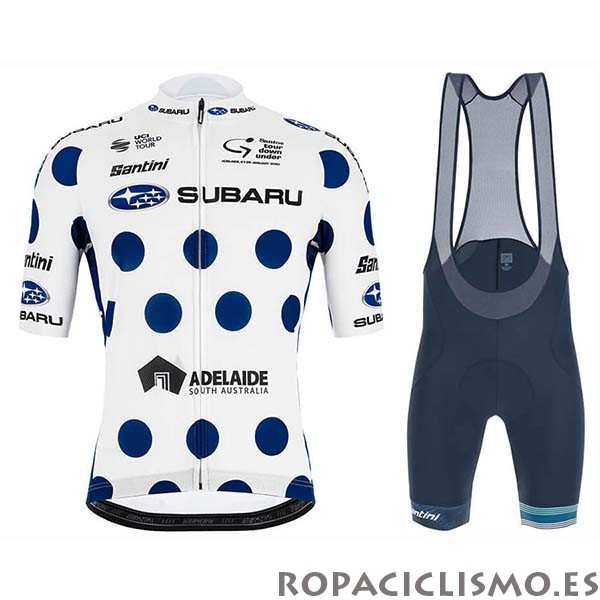 2020 Maillot Subaru Lider Tirantes Mangas Cortas Blanco Azul